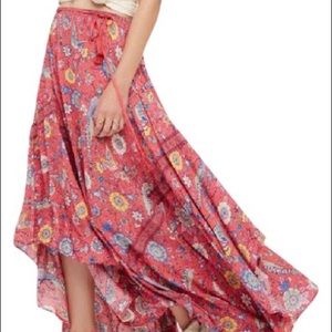 Spell Collective pink lovebird maxi skirt